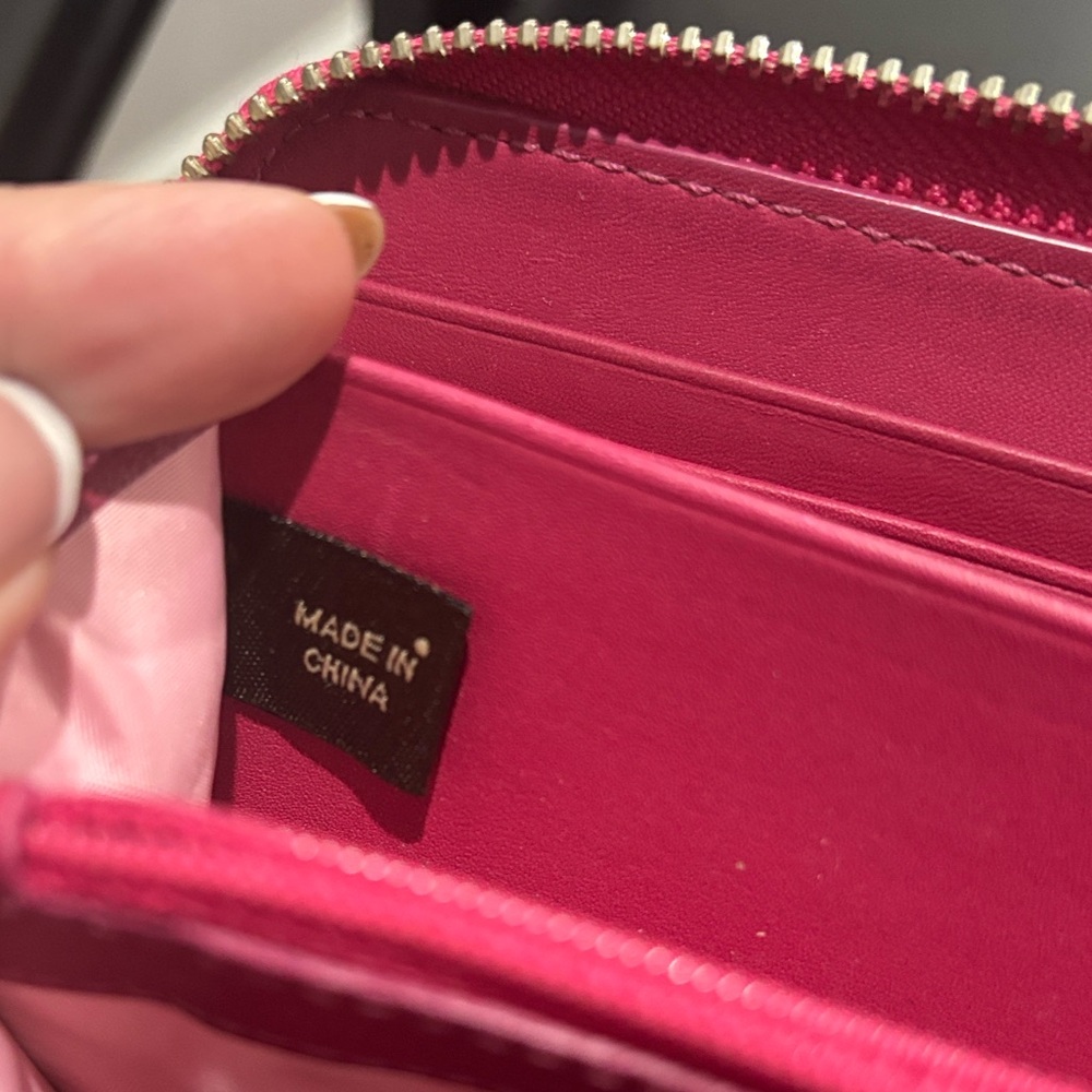 COACH Pink Signature Stripe Zip Around Wallet | Accordion Continental - Picture 13 of 14